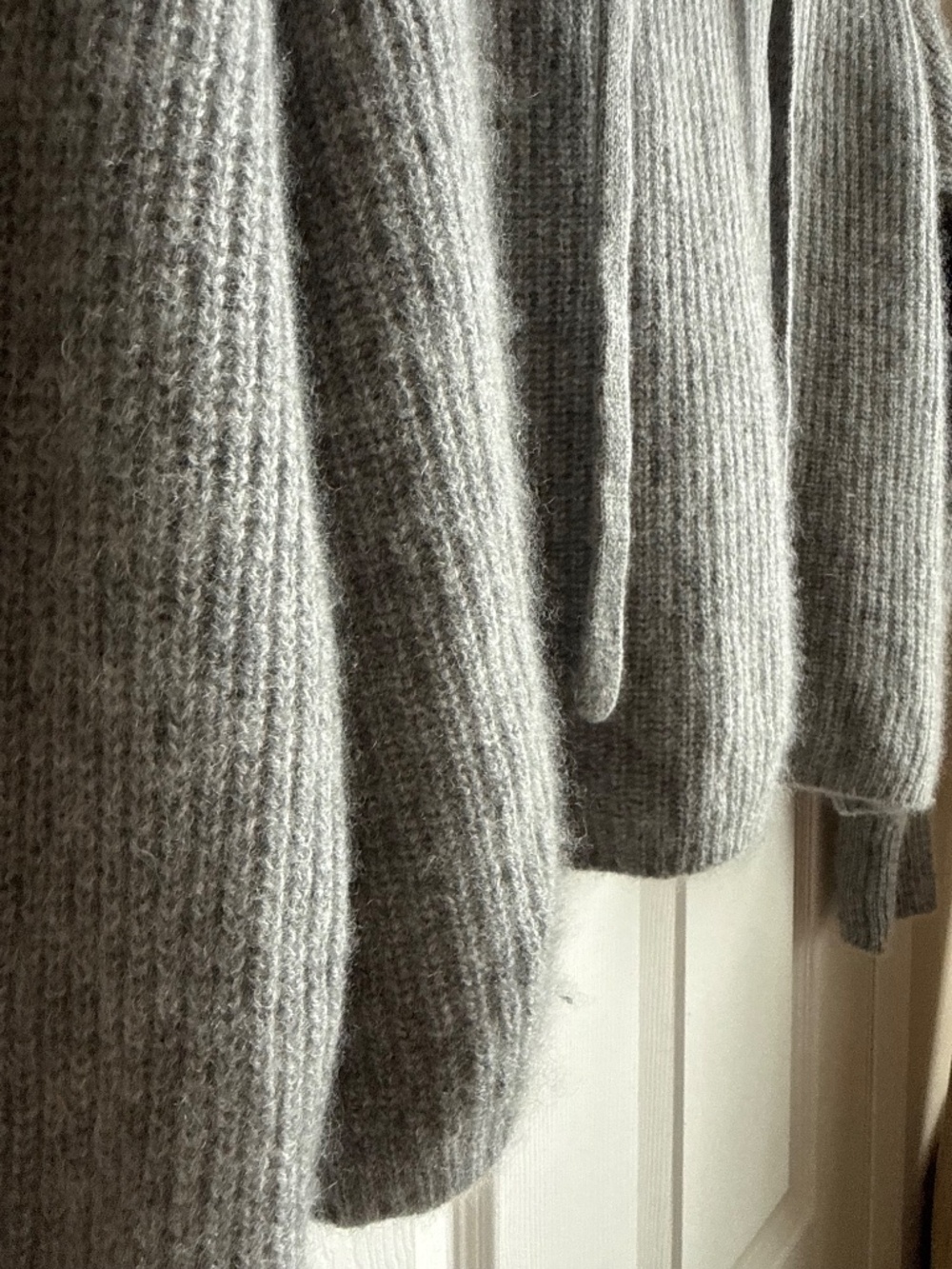 Quince 100% Mongolian Cashmere Ribbed Fisherman Pullover Hoodie Grey - Picture 9 of 13
